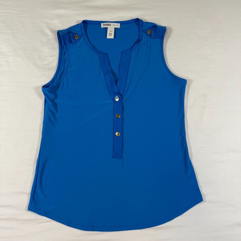 WHBM Outlet Cobalt Blue Sleeveless Blouse Women's XS Epaulette Detail